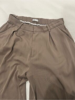 Large Tronjori Women’s Wide Leg Relaxed Pants, Smart Trousers in Taupe L